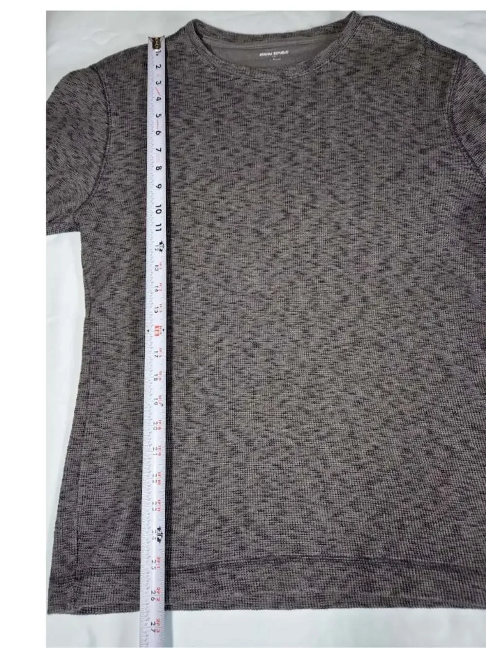 Banana Republic Mens Long Sleeve Waffle Knit Thermal Crewneck Shirt Gray Size L